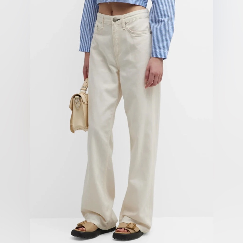 NWT rag & bone Featherweight Logan Wide-Leg Jeans, Ecru